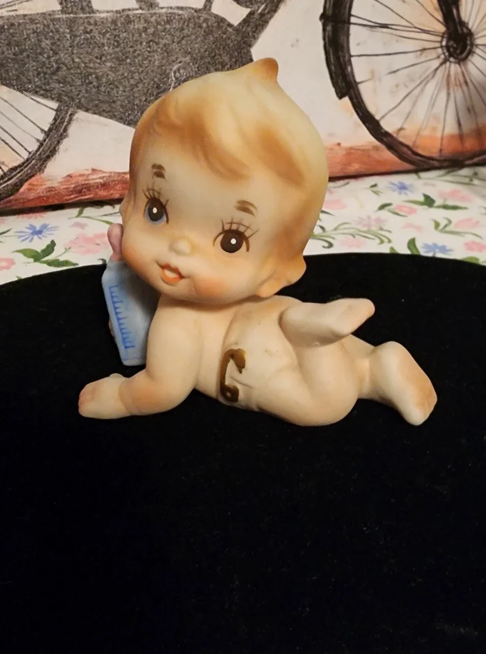 Vintage Kewpie Baby Figurine  in Cream and Blonde